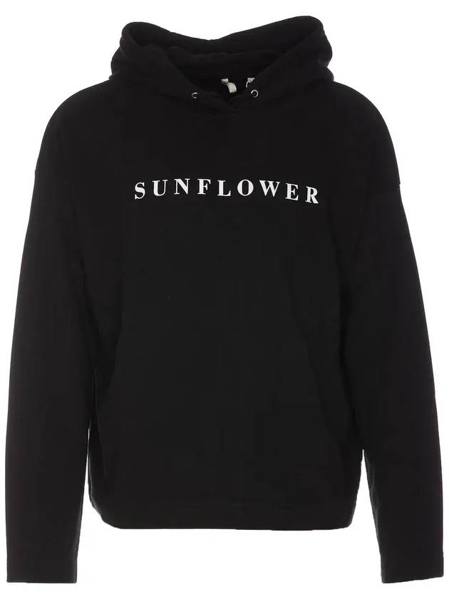해바라기 로고 프린트 드로스트링 후디 2031_BLACK