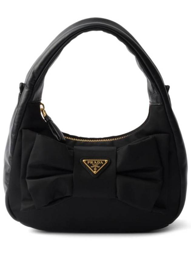프라다 보우 로고 토트 백 블랙