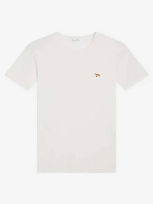 W 메종 키츠네 프로파일 폭스 패치 피티드 티셔츠 화이트 W Maison Kitsune Profile Fox Patch Fitted T Shirt White