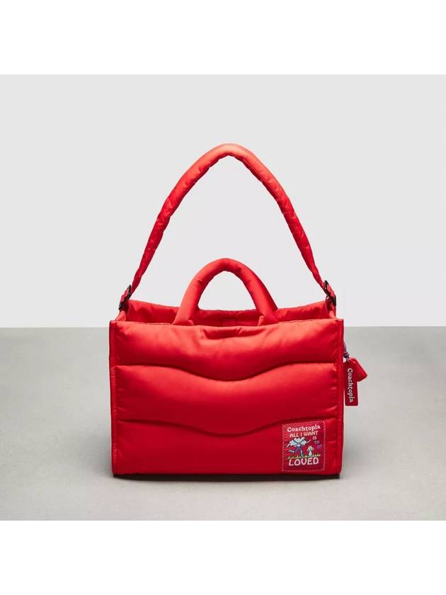 코치 코치토피아 루프 퀼팅 웨이브 토트백 Rosebud Red