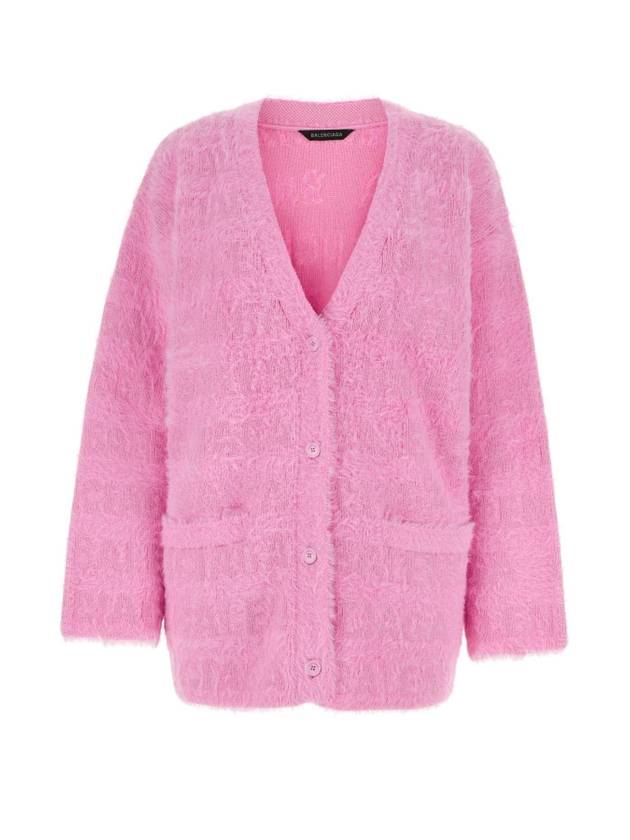 발렌시아가 올오버 로고 모티프 가디건 핑크
