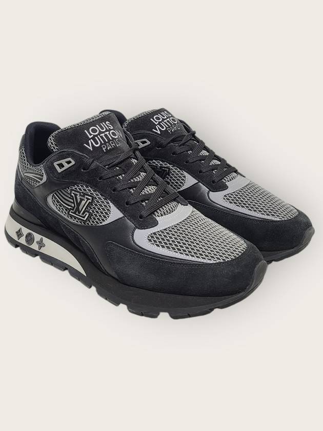 루이비통 블랙 메쉬 LV 스웨이드 런어웨이 스니커즈 8.5