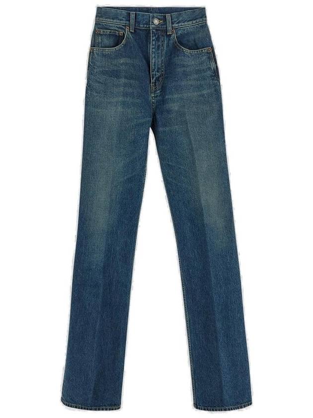 Saint Laurent 로고 패치 스트레이트 레그 진