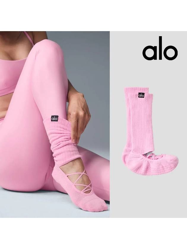 alo 알로 요가 스트랩 실리콘 그립 양말 핑크