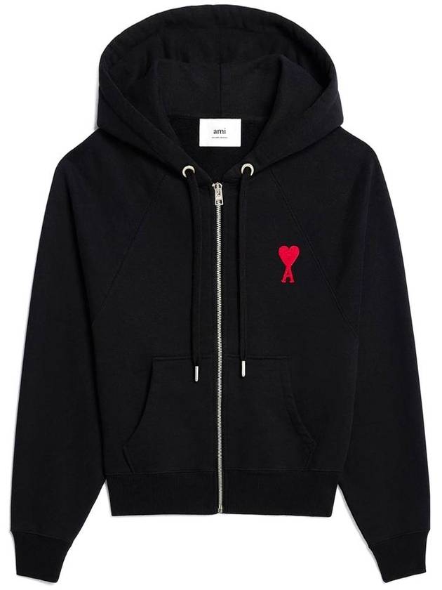 아미 엠브로이드 하트 로고 후드집업 블랙