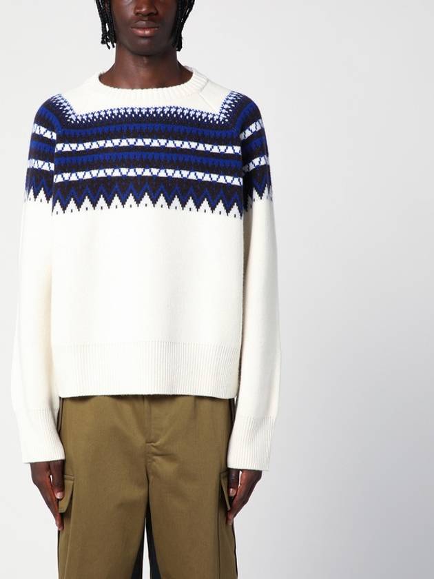 WALES BONNER Ivory/blue Mist Fair Isle jumper