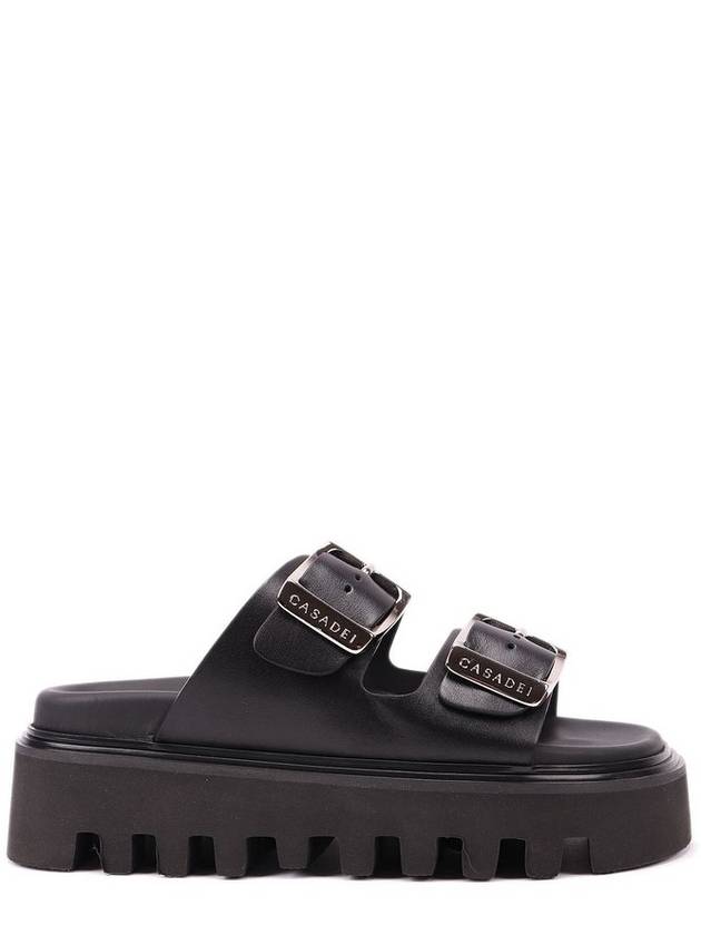 Casadei 버클 더블 스트랩 슬립온 샌들