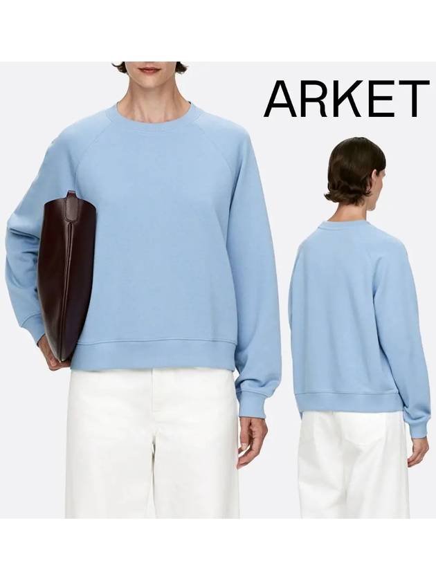 아르켓 맨투맨 여성 래글런 테리 탑 티셔츠 스카이블루