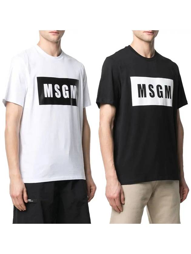 MSGM 남성 로고 반팔티 화이트 블랙 3040MM67 217098 01