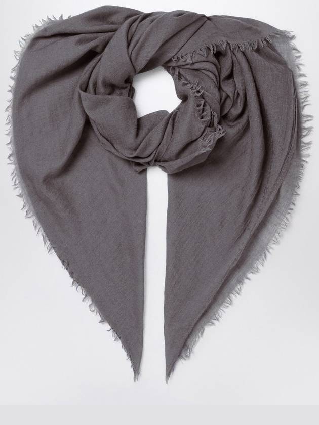 Destin Mud-coloured wool-silk blend scarf