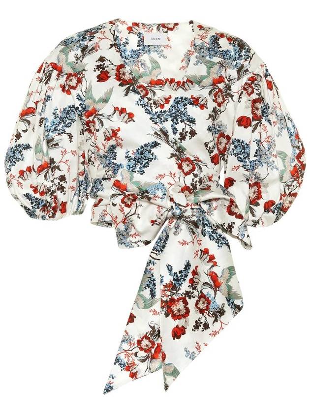 NB04 에르뎀 여성 블라우스 Cylenne floral cotton poplin crop top