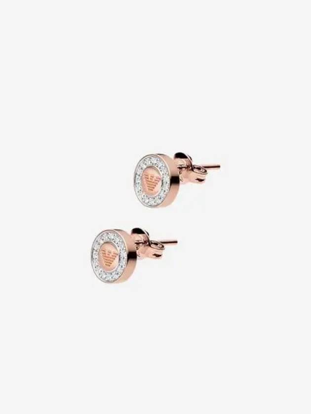 W 엠포리오 아르마니 스터드 이어링 스털링 실버 로즈 골드 W Emporio Armani Stud Earrings Sterling Silver Rose Gold