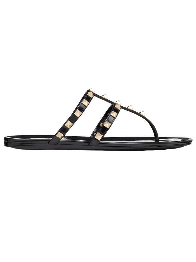 발렌티노 락스터드 러버 플립플랍 블랙