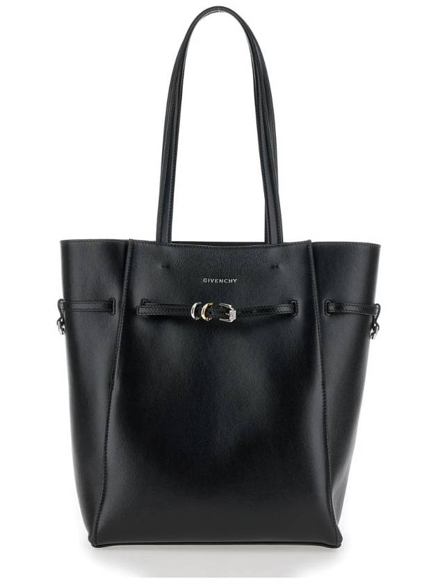 GIVENCHY BB50ZPB231001 & 39 Voyou Small& 39 양각 로고가 새겨진 블랙 토트백 해머드 레더 여성