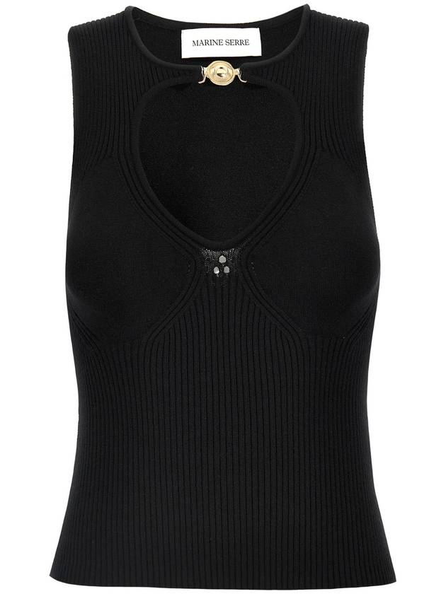 MARINE SERRE WTK058ACKNI0514BK99 & 39 문 쥬얼리 니트 오픈넥& 39 탑