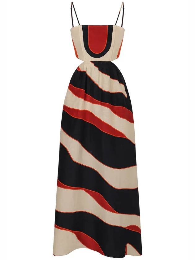 Raquel Diniz 패턴 리넨 드레스 5L03083NSL0002_00492002