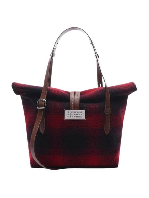 메종 마르지엘라 페이퍼 울 미디움 토트백 레드 블랙 SB1WD0017P7172HA518
