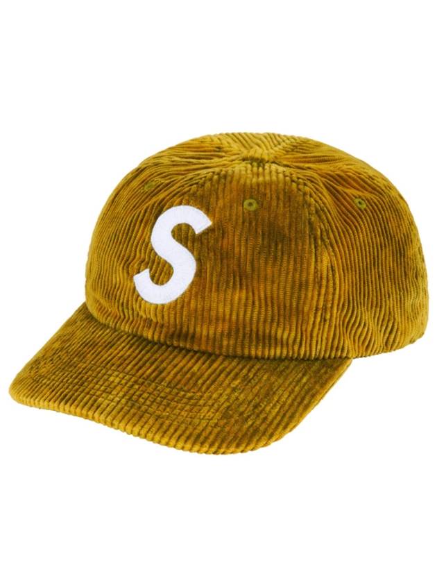 23FW 슈프림 코듀로이 S 로고 6 패널 캡 블리치드 올리브 FW23H91