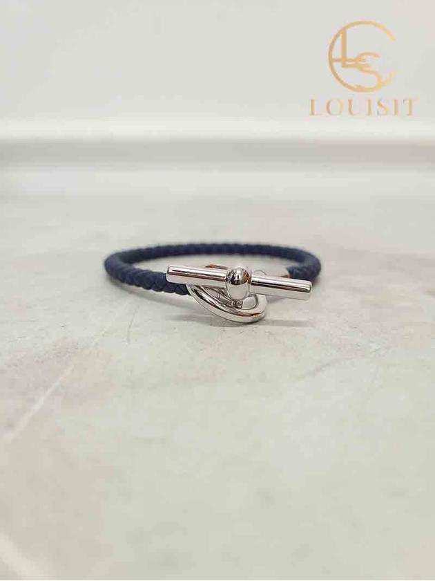 에르메스 블루 인디고 은장 글레난 싱글 투어 브레이슬릿 팔찌 T5