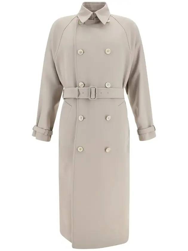 프라다 개버딘 더블버튼 트렌치 코트 그레이