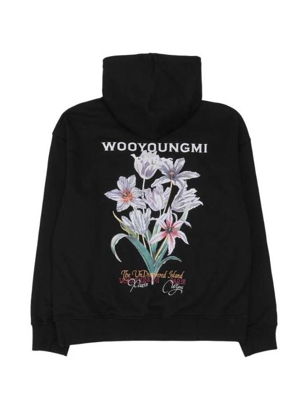 우영미 플라워 백로고 후드 티셔츠 블랙   24SS W241TS36736B