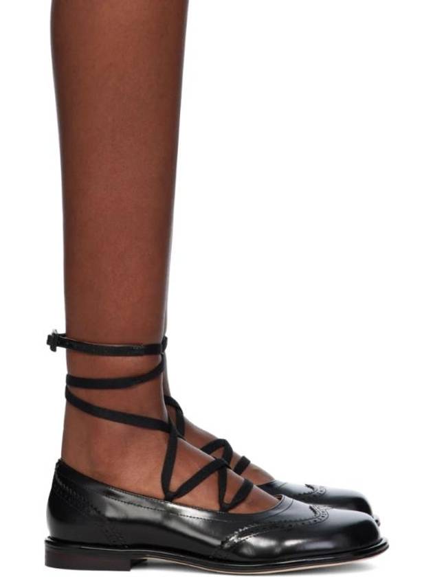 Black Lace Up Flat Brogues 241901F120000