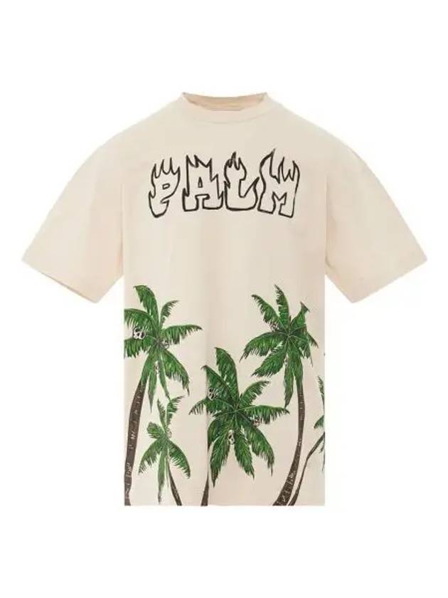 팜 엔젤스 팜앤스컬 빈티지 티셔츠 화이트 그린 Palm Angels Palm & Skull Vintage T Shirt White Green