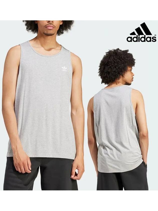 아디다스 에센셜 트레포일 로고 탱크 탑 나시티셔츠 미디움그레이