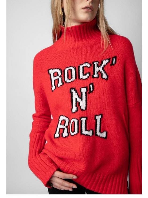 쟈딕앤볼테르 ALMA 락앤롤 레터링 메리노 울 터틀넥 니트