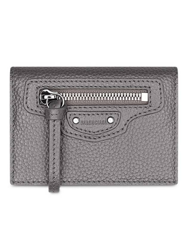 발렌시아가 네오 클래식 로고 트라이폴드 반지갑 그레이