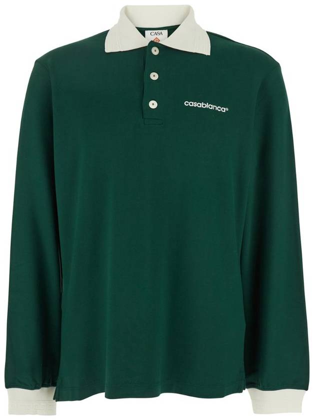 카사블랑카 Long Sleeve Viscose Polo MPS25JTP27001GREEN