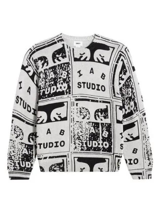 아이앱 스튜디오 x 오베이 페이디드 포스터 스웨터 그레이 멀티 IAB Studio x Obey Faded Posters Sweater Grey Multi