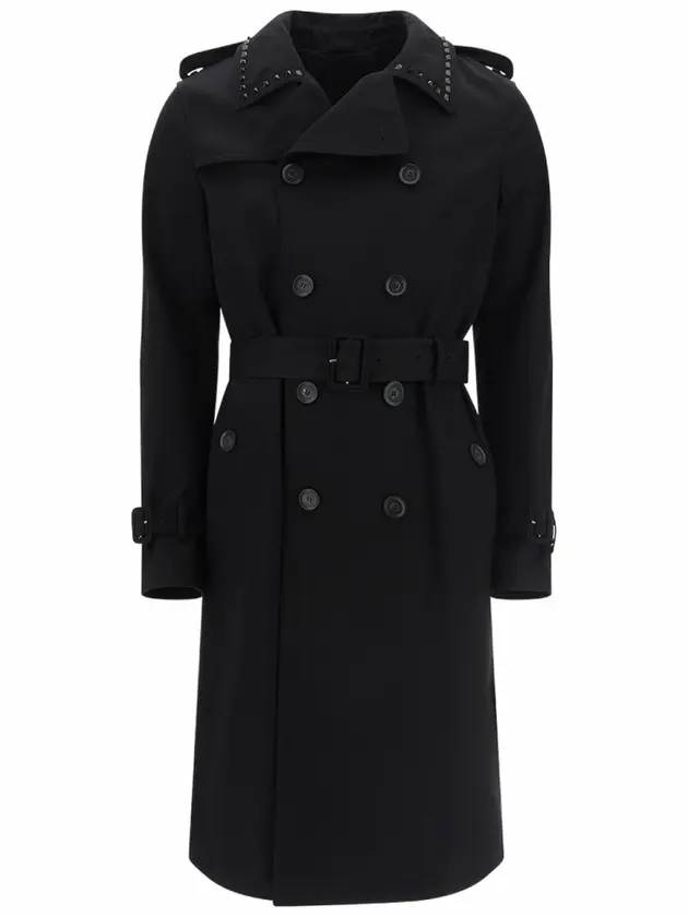 발렌티노 커프스 벨트 개버딘 트렌치코트 블랙