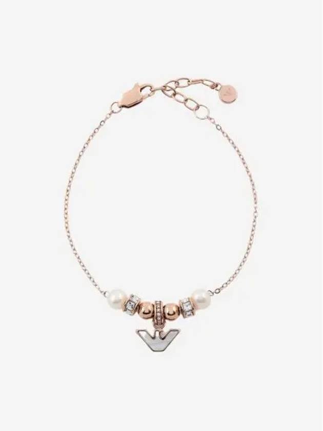 W 엠포리오 아르마니 화이트 마더 오브 펄 컴포넌트 브레이슬릿 로즈 골드 W Emporio Armani White Mother of Pearl Components Bracelet Rose Gold