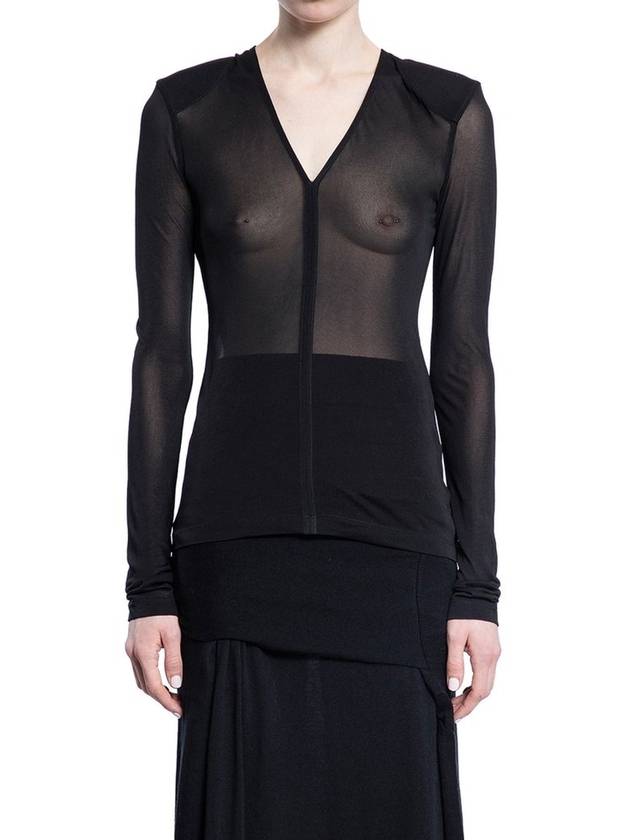 토템 세미 쉬어 플런징 V넥 탑