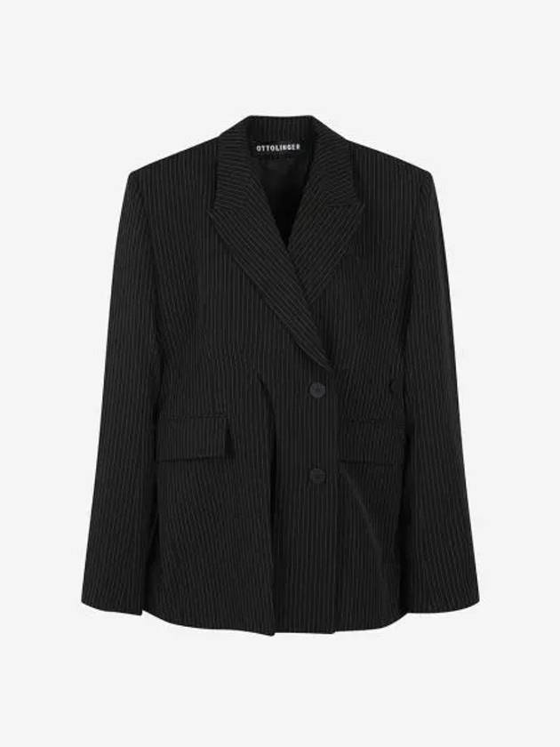 오토링거 우먼 시그니쳐 스플릿 블레이저 블랙 핀스트라이프 Ottolinger Women Signature Split Blazer Black Pinstripe
