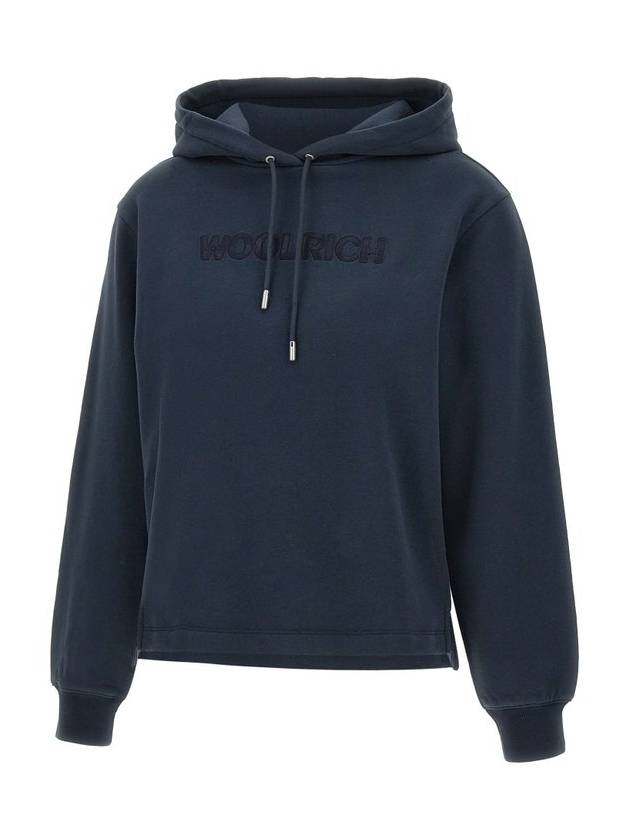 Woolrich 로고 자수 드로스트링 후디