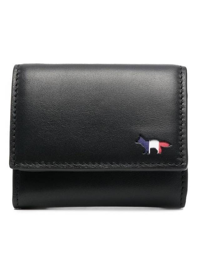 메종키츠네 트리컬러 폭스 울트라 컴팩트 반지갑 블랙