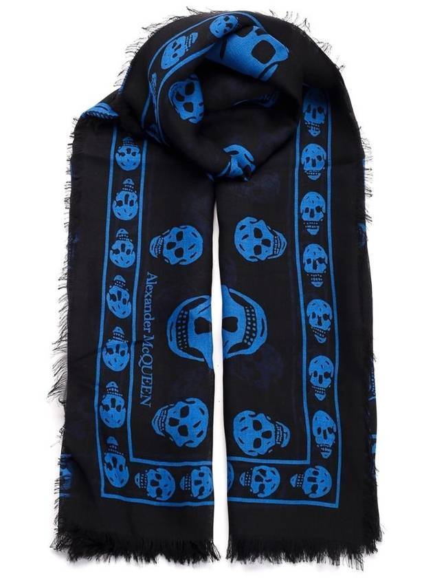 알렉산더 맥퀸 블루 스컬 머플러 블랙