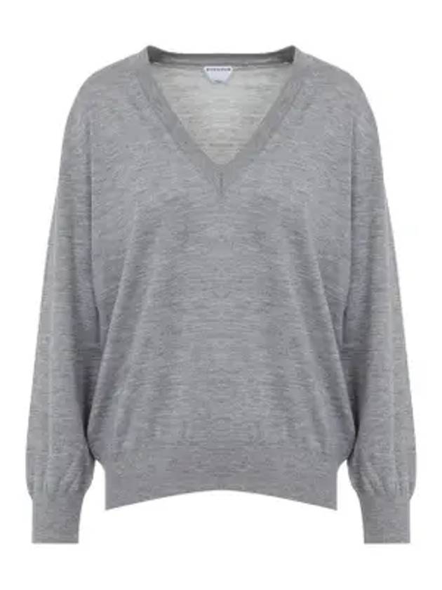 보테가베네타 브이넥 캐시미어 니트탑 그레이