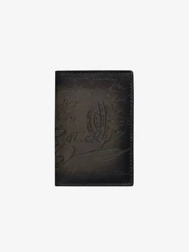 벨루티 자구아 스크리토 레더 카드 홀더 네로 그리지오 Berluti Jagua Scritto Leather Card Holder Nero Grigio