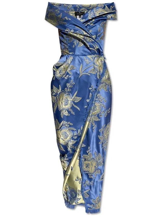 Etro 자카드 V 넥 미디 드레스 WRHA005299TJD44_S8460