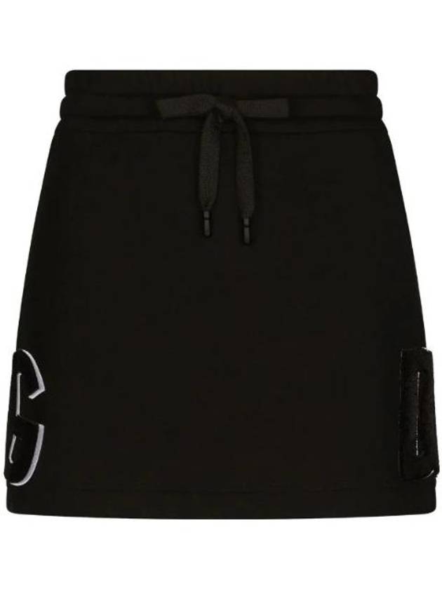 돌체앤가바나 DG 로고 아플리케 미니 스커트 F4CJRZHU7HV