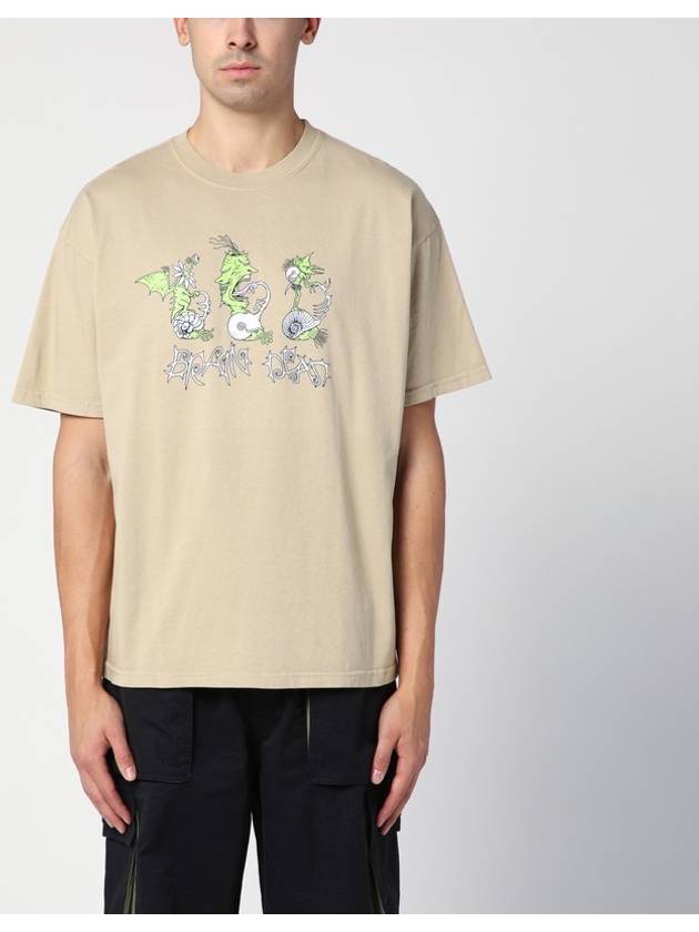 Brain Dead Beige cotton T-shirt with print