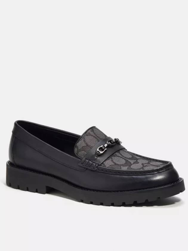 코치 브룩스 로퍼 시그니처 자카드 남성 슈즈 Smoke Coal Black