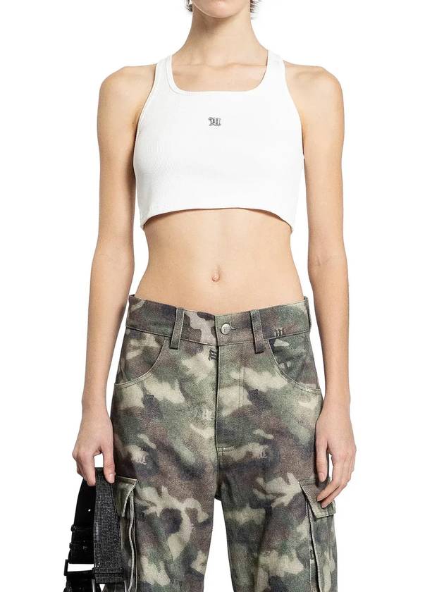 Misbhv The M 로고 자수 슬리브리스 탑 231W162_WHITE