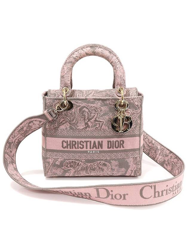Dior 크리스챤디올 M0565ORGO_M89E 핑크 Toile de Jouy Reverse 자수 레이디 디올 D LITE 디 라이트 미듐 2WAY