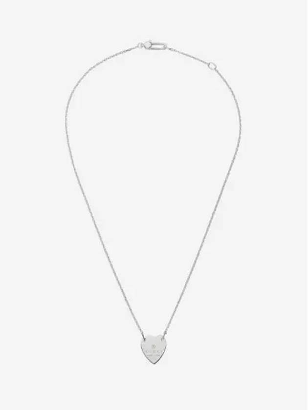 구찌 트레이드마크 하트 펜던트 네클리스 실버 Gucci Trademark Heart Pendant Necklace Silver