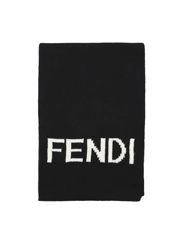 펜디 인타르시아 니트 로고 머플러 블랙