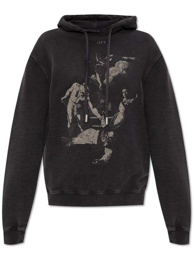 Off-White 로고 프린트 드로스트링 후디